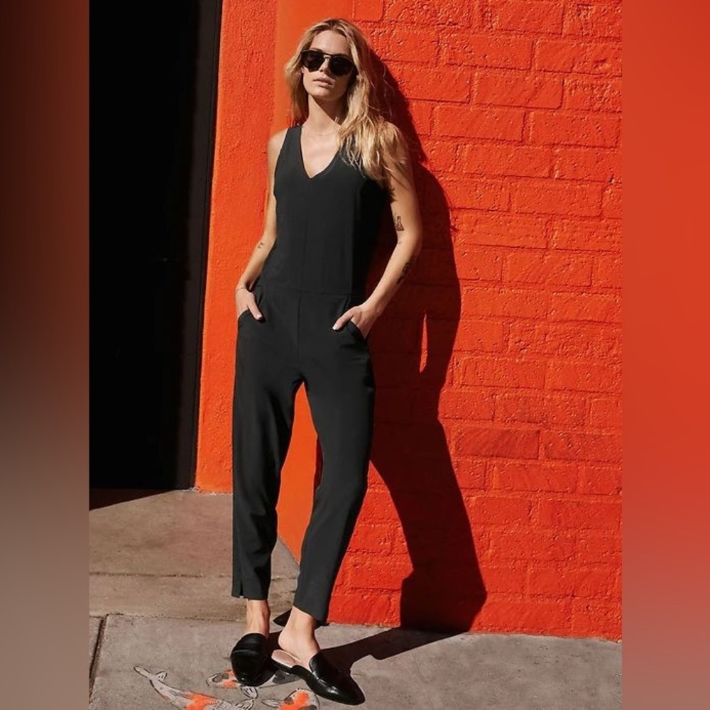 Athleta Black V-Neck Jumpsuit